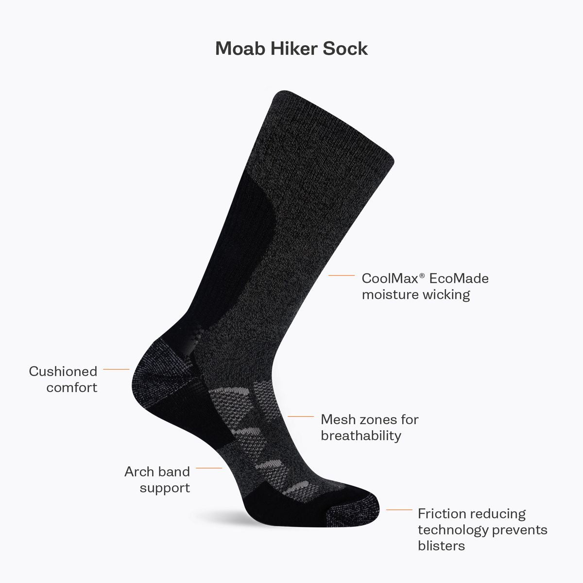Moab Hiker Crew  Sock - Socks | Merrell online shop